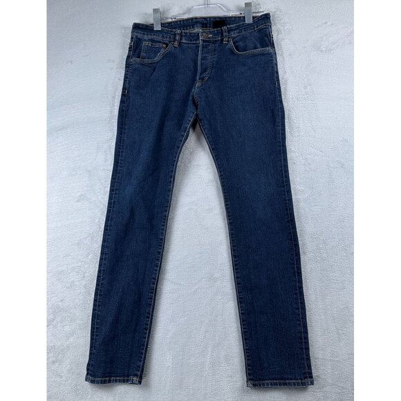 H&M Skinny Jeans Womens Size 34/32 Low Waist Button Fly Medium Wash Blue - Picture 1 of 12